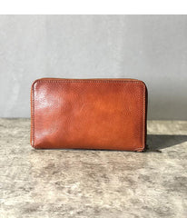 Handmade Black Leather Mens Bifold Long Wallet Brown Zipper Long Wallets Card Holders Clutch Men