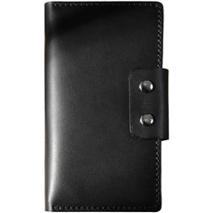 Handmade Coffee Leather Mens Bifold Long Wallets Personalized Coffee Checkbook Leather Wallets for Men