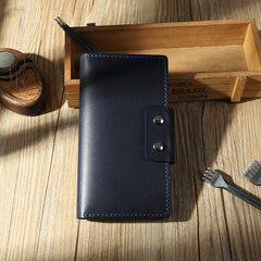 Handmade Coffee Leather Mens Bifold Long Wallets Personalized Coffee Checkbook Leather Wallets for Men