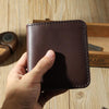 Handmade Blue Leather Mens Billfold Wallets Personalize Blue Bifold Small Wallets for Men