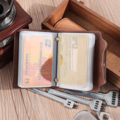 Handmade Black Leather Mens Card Holders Wallet Personalized Card Wallets for Men