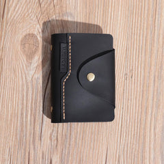 Handmade Blue Leather Mens Card Holders Wallet Personalized Card Wallets for Men