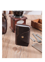 Handmade Coffee Leather Mens Card Holders Wallet Personalized Card Wallets for Men