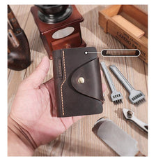 Handmade Blue Leather Mens Card Holders Wallet Personalized Card Wallets for Men