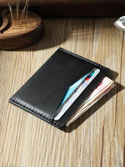 Handmade Blue Leather Mens Front Pocket Wallets Personalized Slim Card Wallets for Men