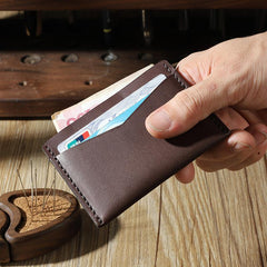 Handmade Blue Leather Mens Front Pocket Wallets Personalized Slim Card Wallets for Men