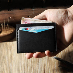 Handmade Blue Leather Mens Front Pocket Wallets Personalized Slim Card Wallets for Men