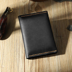 Handmade Coffee Leather Mens Small Card Holders Wallet Personalized Bifold Card Wallets for Men