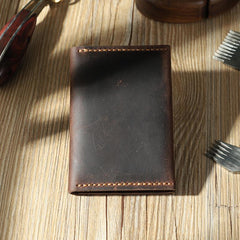 Handmade Blue Leather Mens Small Card Holders Wallet Personalized Bifold Card Wallets for Men