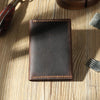 Handmade Coffee Leather Mens Small Card Holders Wallet Personalized Bifold Card Wallets for Men