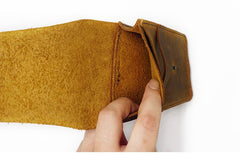 Handmade Brown LEATHER MEN Slim Belt Pouch Waist BAG Slim Belt Bag FOR MEN
