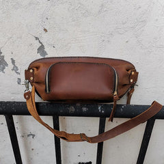 Handmade Brown LEATHER MEN Sling Bag Waist BAG LEATHER Fanny Pack FOR MEN