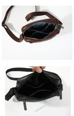 Cool Black LEATHER MEN'S 8 INCHES Small Side BAGs Vertical Coffee MESSENGER BAGs Courier BAG FOR MEN - imessengerbags
