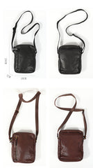 Cool Black LEATHER MEN'S 8 INCHES Small Side BAGs Vertical Coffee MESSENGER BAGs Courier BAG FOR MEN - imessengerbags