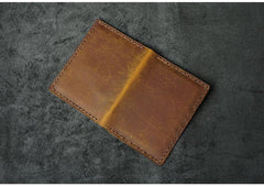 Handmade Blue Leather Mens Slim License Wallets Slim Bifold Card Wallet for Men