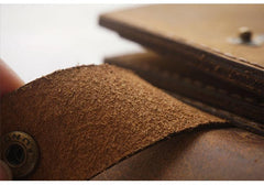 Handmade Coffee Leather Mens Trifold Billfold Wallet With Coin Pocket Brown Small Wallet for Men