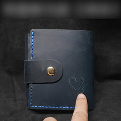 Handmade Coffee Leather Mens Trifold Billfold Wallet With Coin Pocket Brown Small Wallet for Men