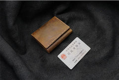 Handmade Brown Leather Mens Trifold Billfold Wallet With Front Pocket Wallet for Men