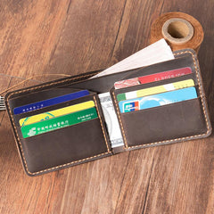 Handmade Leather Bifold Billfold Personalized Mens Bifold Wallet for Men