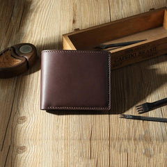 Handmade Coffee Leather Bifold Billfold Wallets Personalized Mens Bifold Wallet for Men