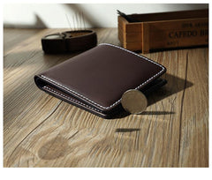 Handmade Blue Leather Billfold Wallets Personalized Mens Contrast Color Wallets for Men