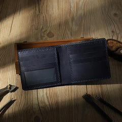 Handmade Coffee Leather Billfold Wallet Personalized Mens Contrast Color Wallets for Men