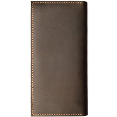 Handmade Coffee Leather Mens Bifold Long Wallets Personalized Black Checkbook Wallet for Men