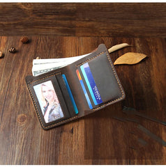 Handmade Coffee Leather Mens Billfold Wallet Personalize Coffee Bifold Small Wallets for Men