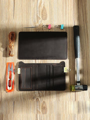 Handmade Black Leather Mens Billfold Wallet Personalize Black Bifold Small Wallets for Men