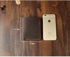 Handmade Coffee Leather Mens Billfold Wallet Personalize Coffee Bifold Small Wallets for Men