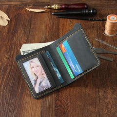 Handmade Coffee Leather Mens Billfold Wallet Personalize Coffee Bifold Small Wallets for Men