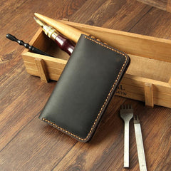 Handmade Black Leather Mens Card Holders Wallet Personalized Bifold Card Wallets for Men