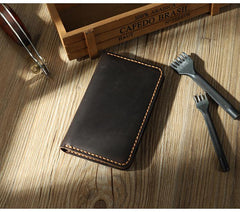 Handmade Black Leather Mens Card Holders Wallet Personalized Bifold Card Wallets for Men