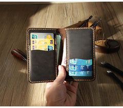 Handmade Blue Leather Mens Card Holders Wallet Personalized Bifold Card Wallets for Men