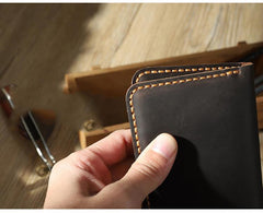 Handmade Blue Leather Mens Card Holders Wallet Personalized Bifold Card Wallets for Men