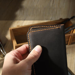 Handmade Blue Leather Mens Card Holders Wallet Personalized Bifold Card Wallets for Men