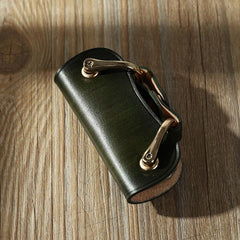 Handmade Green Leather Mens Keys Holder Keys Wallet Car Key Holders Green Key Pouch for Men