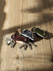 Handmade Coffee Leather Mens Keys Holder Keys Wallet Car Key Holders Coffee Key Pouch for Men