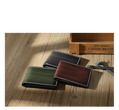 Handmade Green Leather Mens Licenses Wallet Personalize Bifold License Card Wallets for Men