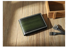 Handmade Green Leather Mens Licenses Wallet Personalize Bifold License Card Wallets for Men