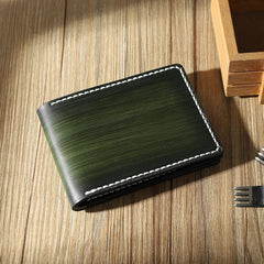 Handmade Green Leather Mens Licenses Wallet Personalize Bifold License Card Wallets for Men