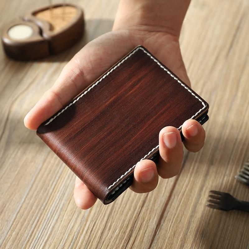 Handmade Green Leather Mens Licenses Wallet Personalize Bifold License Card Wallets for Men