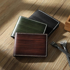 Handmade Green Leather Mens Licenses Wallet Personalize Bifold License Card Wallets for Men