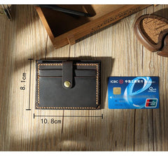 Handmade Blue Leather Mens Slim Front Pocket Wallet Personalized Slim Card Wallets for Men