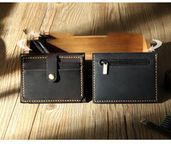 Handmade Coffee Leather Mens Slim Front Pocket Wallet Personalized Slim Card Wallets for Men