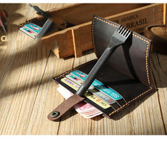 Handmade Black Leather Mens Slim Front Pocket Wallet Personalized Slim Card Wallets for Men