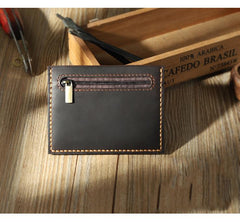 Handmade Blue Leather Mens Slim Front Pocket Wallet Personalized Slim Card Wallets for Men