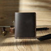 Handmade Black Leather Mens Trifold Billfold Personalized Trifold Small Wallets for Men