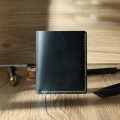 Handmade Black Leather Mens Trifold Billfold Personalized Trifold Small Wallets for Men