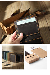 Handmade Blue Leather Mens Trifold Billfold Personalized Trifold Small Wallets for Men